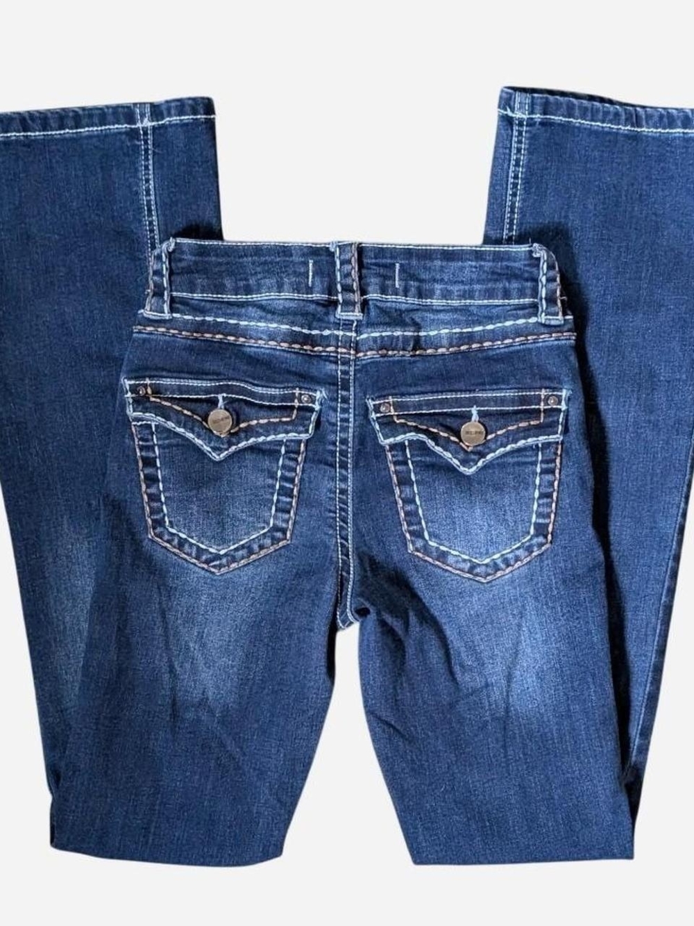 Dark Indigo Boot Cut Women’s Jeans with Decorative Back Pockets
